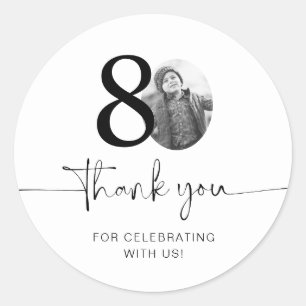 Sticker Rond Photo 80e anniversaire Merci