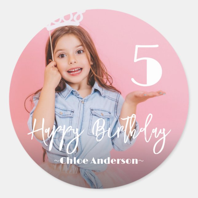 Sticker Rond Photo Anniversaire personnalisé (Devant)