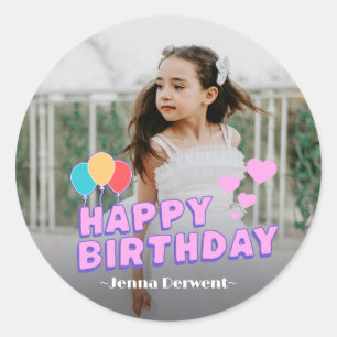 Sticker Rond Photo Anniversaire personnalisé