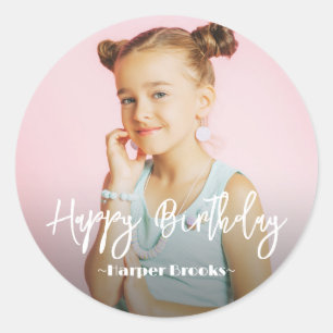Sticker Rond Photo Anniversaire personnalisé