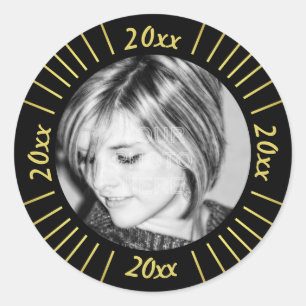 Sticker Rond Photo Black Gold Mod Stripes 2020