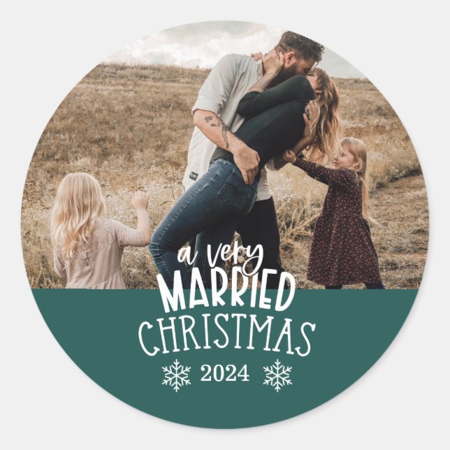 Sticker Rond Photo Bold Un Noël Très Marié (Devant)
