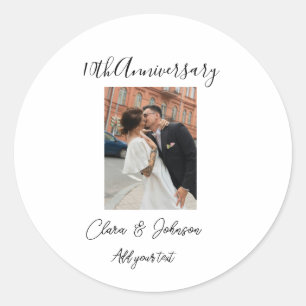 Sticker Rond photo de 10 ans de mariage couple romantique