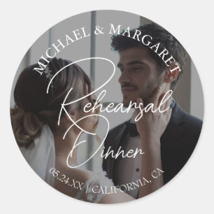 Sticker Rond Photo de dîner de répétition de mariage élégant si
