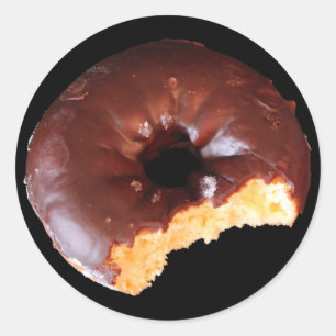 Sticker Rond Photo de Donut Jaune Gelé au chocolat