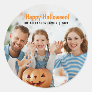 Sticker Rond Photo de famille Happy Halloween