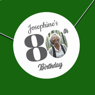 Sticker Rond Photo de fête d'anniversaire 80 ans gras