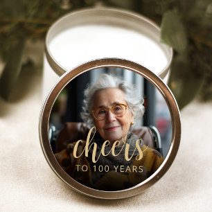 Sticker Rond Photo de fête d'anniversaire des 100 ans Acclamati