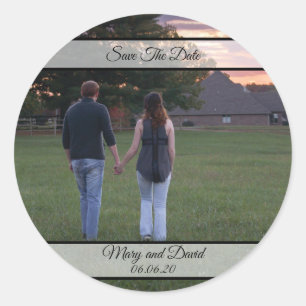 Sticker Rond Photo de fiançailles Save The Date