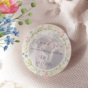 Sticker Rond Photo de fleurs sauvages Mariage Merci