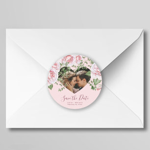 Sticker Rond Photo de forme cardiaque mariage de script moderne