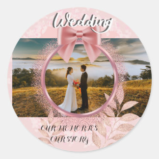 Sticker Rond Photo de mariage personnalisée moderne et élégante