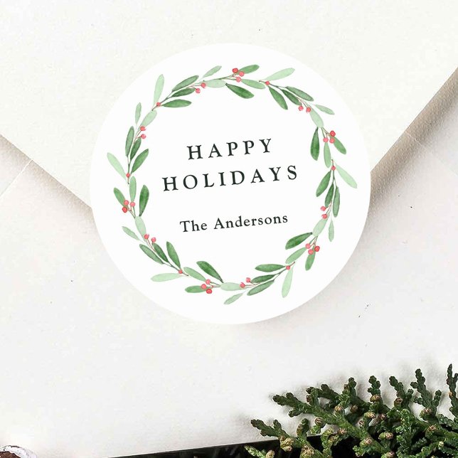 Sticker Rond Photo de Noël Holly Berry (Créateur téléchargé)