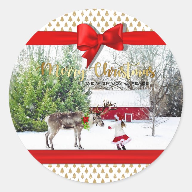 Sticker Rond Photo de Noël Joie et Paix (Devant)