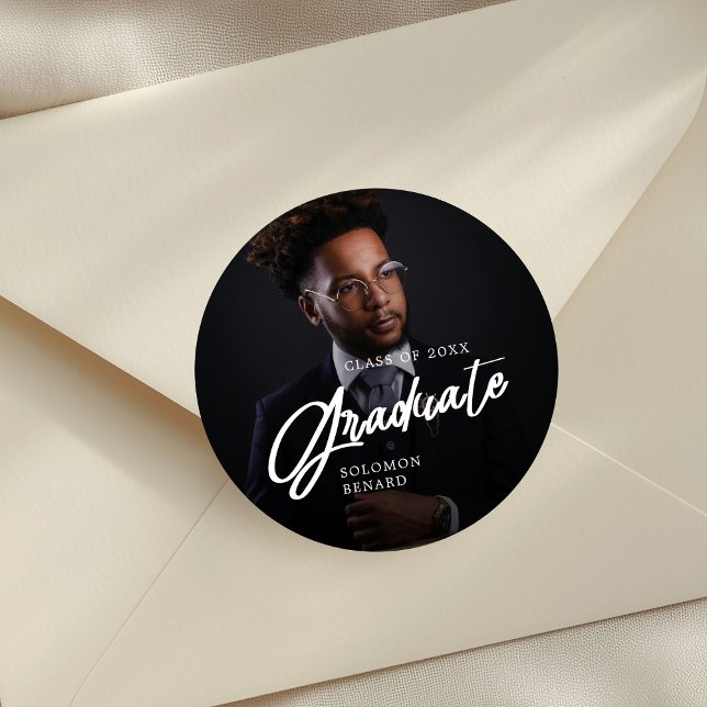 Sticker Rond Photo de remise de diplôme de fin d'études supérie (Créateur téléchargé)