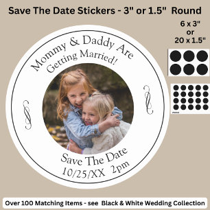 Sticker Rond Photo de vos enfants Maman Papa se marient  
