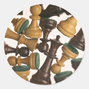 Sticker Rond Photo des pièces d'échecs