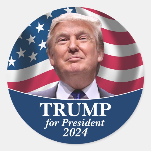 Sticker Rond Photo Donald Trump - Président 2024 (Devant)