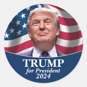 Sticker Rond Photo Donald Trump - Président 2024