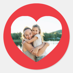 Sticker Rond Photo du coeur rouge