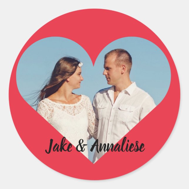Sticker Rond Photo en forme de coeur (Devant)