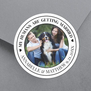 Sticker Rond Photo Mariage Animal de Compagnie Faire-Part de Ma