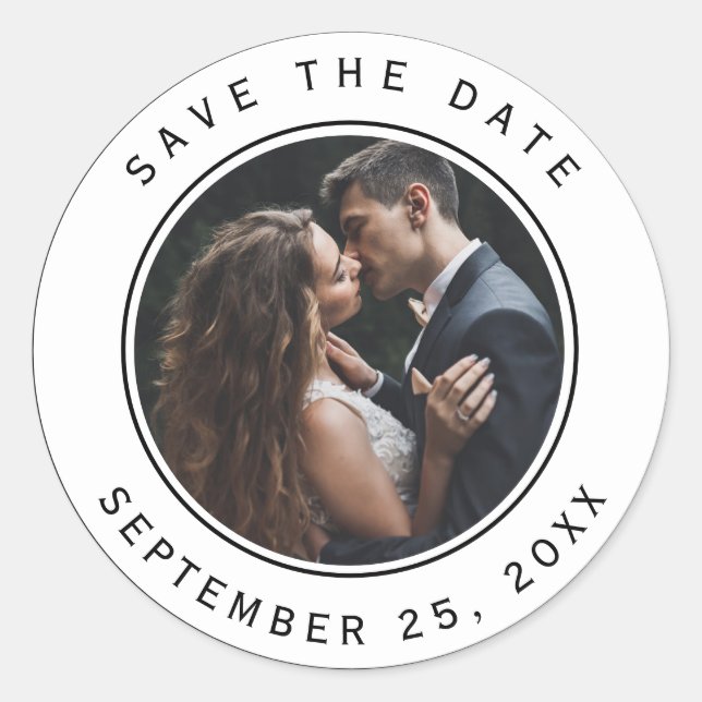Sticker Rond Photo Mariage Cercle noir et blanc Enregistrer la  (Devant)