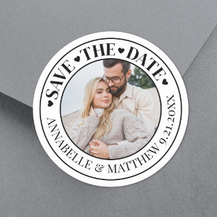 Sticker Rond Photo Mariage Enregistrer La Date