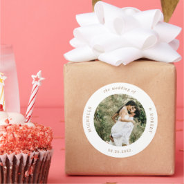 Sticker Rond photo monogramme élégant mariage classique rond bâ