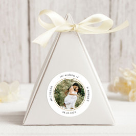 Sticker Rond Photo Monogramme Mariage élégant