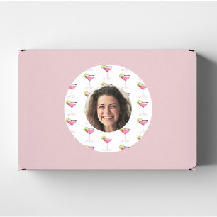 Sticker Rond Photo personnalisé sur visage et cocktail   Rose p