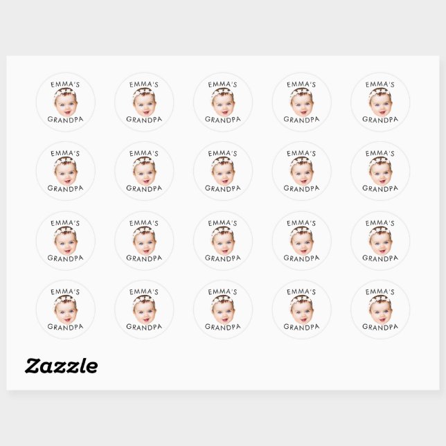 Sticker Rond Photo personnalisé visage maman grand-mère grand-p (Feuille)