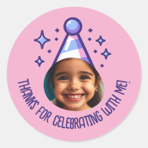 Sticker Rond Photo personnalisée Anniversaire Merci Casquettes 