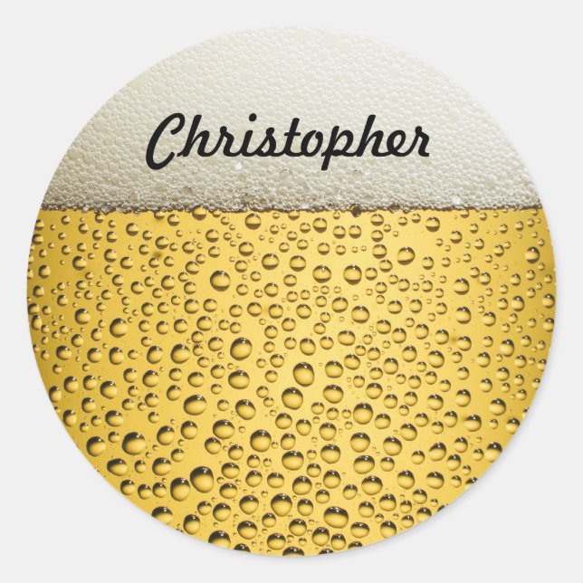 Sticker Rond Photo personnalisée en verre de bière (Devant)