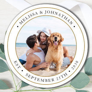Sticker Rond Photo personnalisée Faveurs de mariage moderne