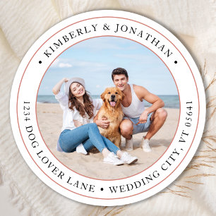 Sticker Rond Photo personnalisée Mariage moderne Adresse de ret