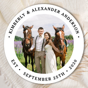 Sticker Rond Photo personnalisée Mariage personnalisé moderne