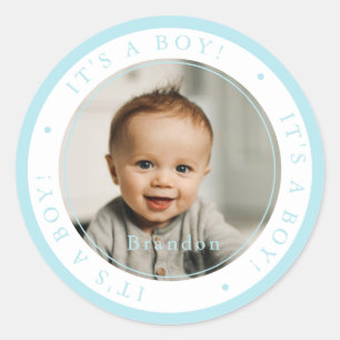 Sticker Rond Photo personnalisée naissance garçon occasion simp