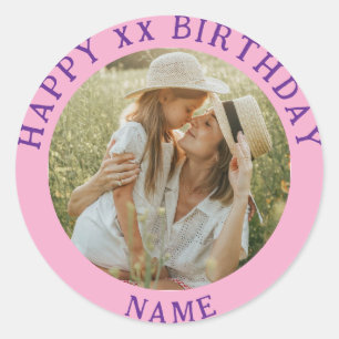 Sticker Rond Photo Personnalisée, Nom Et Âge Anniversaire Class
