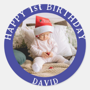 Sticker Rond Photo Personnalisée, Nom Et Âge Anniversaire Class