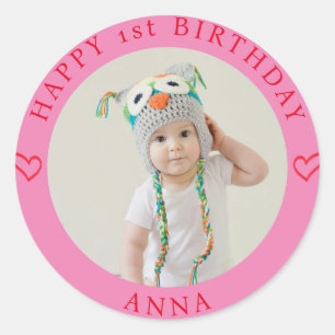 Sticker Rond Photo Personnalisée, Nom Et Âge Anniversaire Class