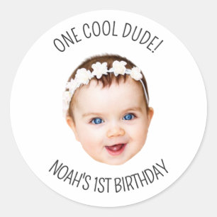 Sticker Rond Photo personnalisée pour cadeau de fête d'annivers