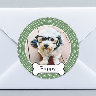 Sticker Rond Photo pour animaux de compagnie avec os de chien -