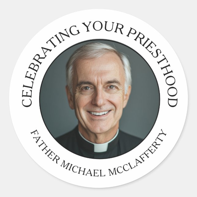 STICKER ROND PHOTO PRIESTHOOD SIMPLE NOIR ET BLANC (Devant)