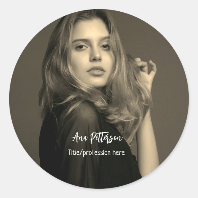 Sticker Rond photo professionnelle QR site email social moderne (Devant)