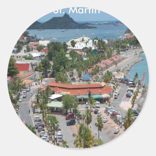 Sticker Rond Photo St. Martin et Marigot Bay (Devant)