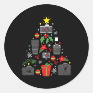 Sticker Rond Photographe Caméra Ornat Tree