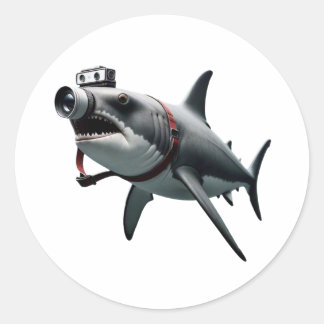 Sticker Rond Photographe de requin avec caméra Capture d'écran