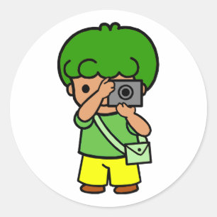 Sticker Rond photographe garçon