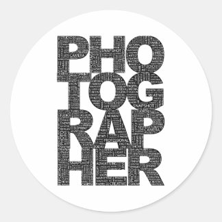 Sticker Rond Photographe - Texte noir